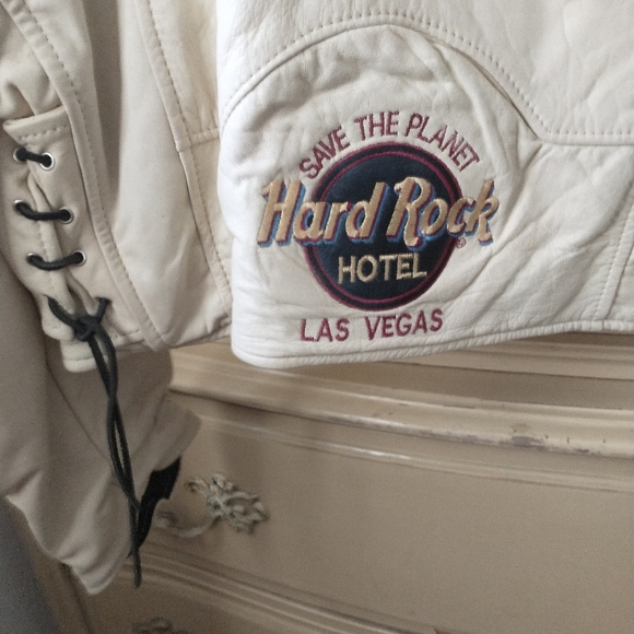 Vintage Genuine Leather Save The Planet HardRock Hotel Las Vegas zipper jacket. - Picture 4 of 6